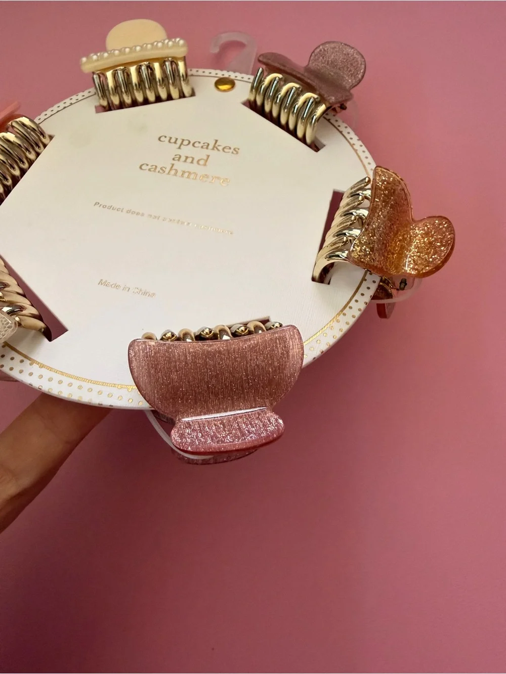 NWT cupcakes & cashmere Pink and Gold Petite Hair Claw Clip Set - Picture 6 of 8